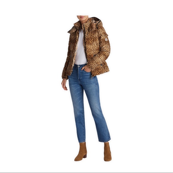 Moncler Bady Cheetah Print Hooded Down Coat Puffer - Picture 3 of 17